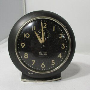 Vintage Westclox Baby Ben Black Metal Wind-up Alarm Clock Parts Repair Restore